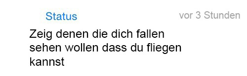 whatsapp-status:   Zeig denen die dich fallen sehen wollen das du fliegen kannst