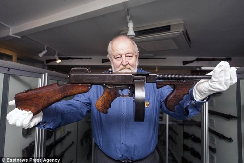 Thompson submachine gun held by Winston Churchill in 1940. Discovered in storage at a British milita