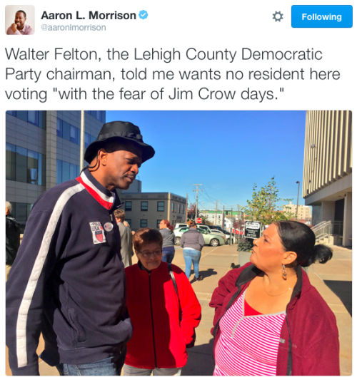 micdotcom:
“ In Pennsylvania, election observers are guarding against voter suppression tactics ALLENTOWN, Pa. — Minority voters here may notice the presence of election observers milling about polling places during Tuesday’s election. Pennsylvania...
