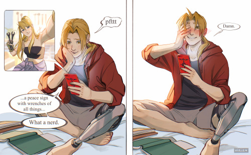 viria:  texting AU with these two? 100/100