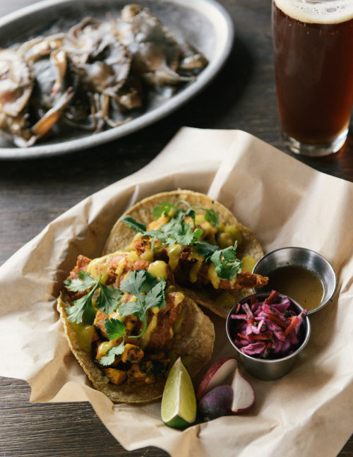 Crab tacos and bar-tending at Kirkland Tap & Trotter, Boston. - Tumblr Pics