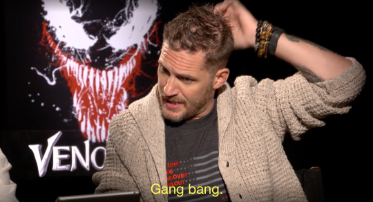 ro-zden:  broodingsoul:  edenwolfie:  hunger-of-a-dreamer:  Tom Hardy and Riz Ahmed are reading IGN comments and Riz read the comment that said “ Venom vs. Predator vs. Alien “ and Tom’s immediate reactions was to say “GANG BANG” and then