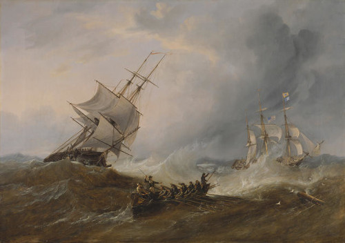 HMS Shannon and USS Chesapeake by John Wilson Carmichael 1841 