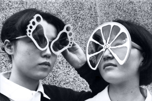vintageeveryday:Women wearing unusual sunglasses in Japan, 1966