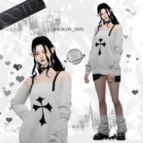 [KIKIW]Punk sweater ♥New mesh♥5 colors♥Base game compatible♥Female♥HQ textures♥Custom thumbnails♥Rec