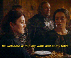   Game of Thrones || 03x09 || 03x10    When a guest, eats the food and drinks the