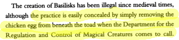 fandomsardonic: I don’t know what’s funnier: 1) The method of breeding basilisks.2)