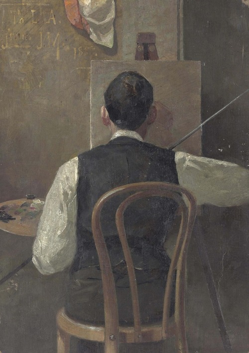 John Mather — The Artist at His Easel (Louis Abrahams) [1887, Christie’s, London —