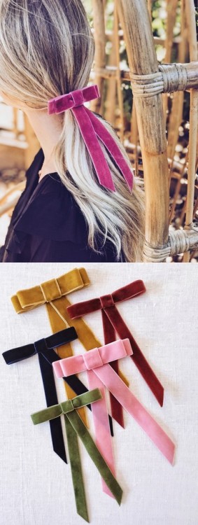 BUY or DIY a Holiday Velvet Bow Barrette.DIY a super easy Velvet Bow Barrette from Honestly WTF here