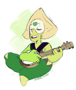 kaceart:  i was listening to rsugar’s demo of love on the planet earth and i drew peridot with a banjolele :’) 