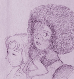 ajoraverse:  Accidental Pearlnet ¯\_(ツ)_/¯. 3x3&quot; post-it note. I’d started doodling just Garnet while my workplace software rendered (it takes a while), but then it felt off without Pearl latched to her arm. I miss the clinging and casual