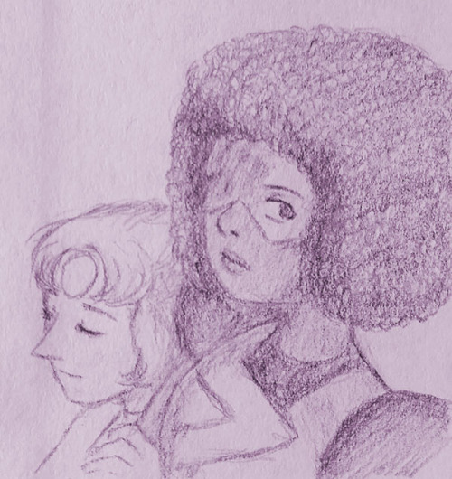 ajoraverse:  Accidental Pearlnet ¯\_(ツ)_/¯. 3x3" post-it note. I’d started doodling just Garnet while my workplace software rendered (it takes a while), but then it felt off without Pearl latched to her arm. I miss the clinging and casual