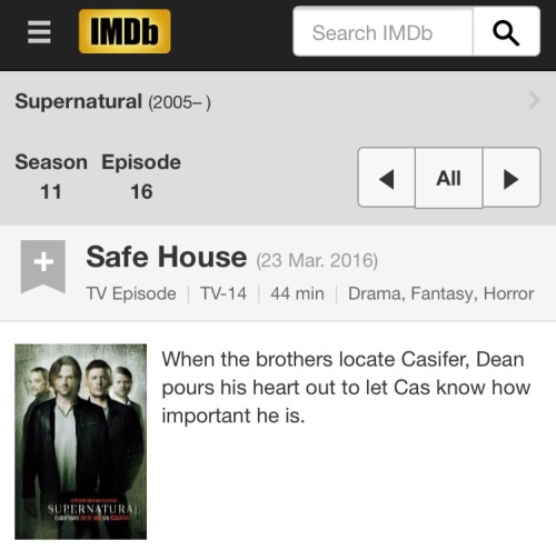 queeenbeecastiel: This is the official description on IMDB for the next episode of Supernatural. I&r