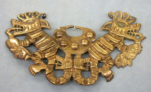 tlatollotl:Gold Nose OrnamentDate: 390–450Geography: PeruCulture: Moche (Loma Negra)The Met