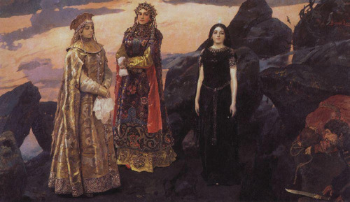 russianfolklore:‘Three queens of the Underground Kingdom’ by Viktor Vasnetsov. (1884)