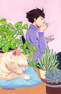 zhangarronxun:    Day 4: Superpowers | Animals | Blue (Trust/Loyalty) I’ve always felt that Oikawa reminds me of a cat, like you kind of want to put him on a pedestal and pamper him