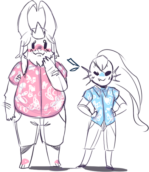 actanon:  Hawaiian shirt Undyne and Asgore for a requester on /utg/ 