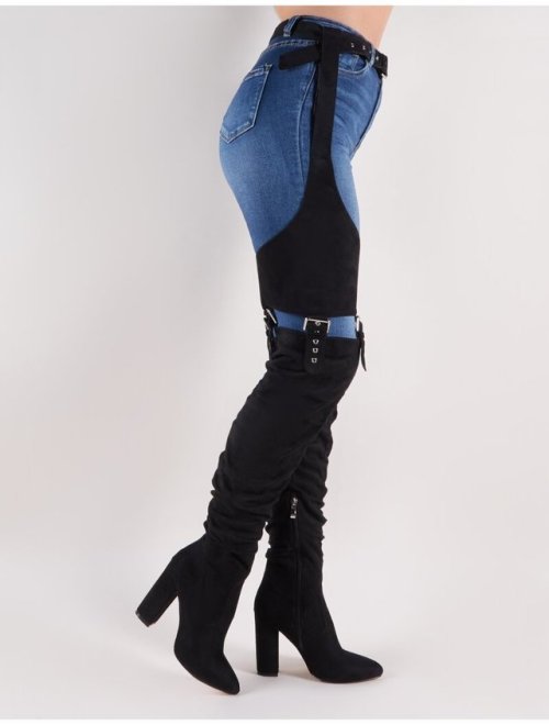 ecstasymodels: STERLING BELTED OVER THE KNEE BOOTS IN BLACK FAUX SUEDE  STERLING BELTED OVER THE KNEE BOOTS IN BLACK FAUX SUEDE STERLING BELTED OVER THE KNEE BOOTS IN BLACK FAUX SUEDE… 