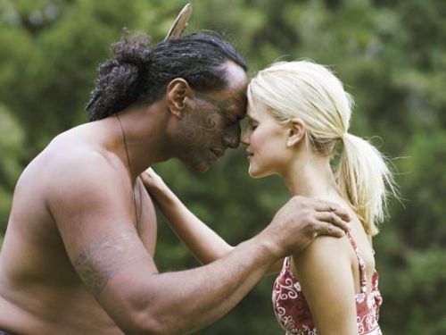 These photos depict people exchanging hongi. Hongi is a traditional Maori greeting in which the two 