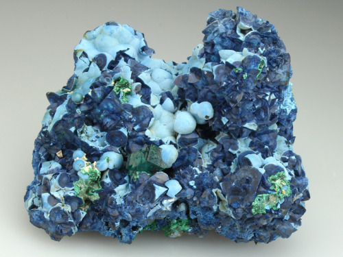 mineralists:A rare specimen of Shattuckite as pseudomorps after crystals of Calcite, associated with