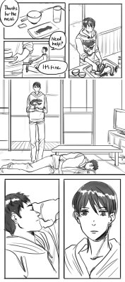 bootleronduty:  Ssk ya lazy bum. Stop being such a freeloader. Oh my gosh I’m sorry for always posting long comics. I just needed to draw some self-indulgent cuddles again. I need to think about my life and my choices.