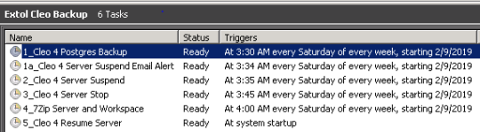 Windows Task Scheduler entries for Automating Cleo Clarify Backup
