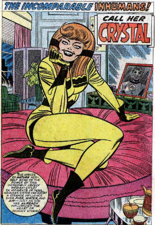 Fantastic Four Annual #5, November 1967Crystal pin-up. She looks utterly terrifying here, but that’s