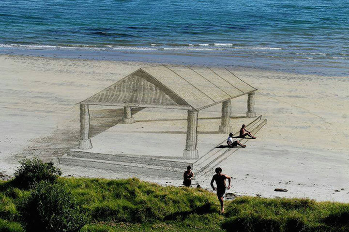 asylum-art:  Amazing 3D Sand Drawings Give Beach a New Dimension by Jamie Harkins