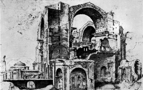 Maerten van Heemskerck, The Piers of the Cross Vault of New St. Peter’s Basilica and the Rest 