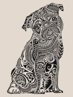 huebucket:  Polynesian Pug Art Print by Huebucket. Free Shipping Worldwide! http://bit.ly/1menrja 