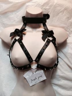 fragilepony:Leather Bow Spiked Harness at