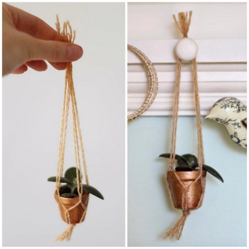 DIY Miniature Macrame Hanging Plant Tutorial from Emuse. This tutorial is easy to understand and a g