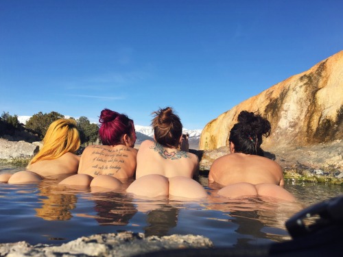 mountainmanda:  Travertine Hot Springs: Bridgeport, Ca  Want to see more groups of naked girls? Foll