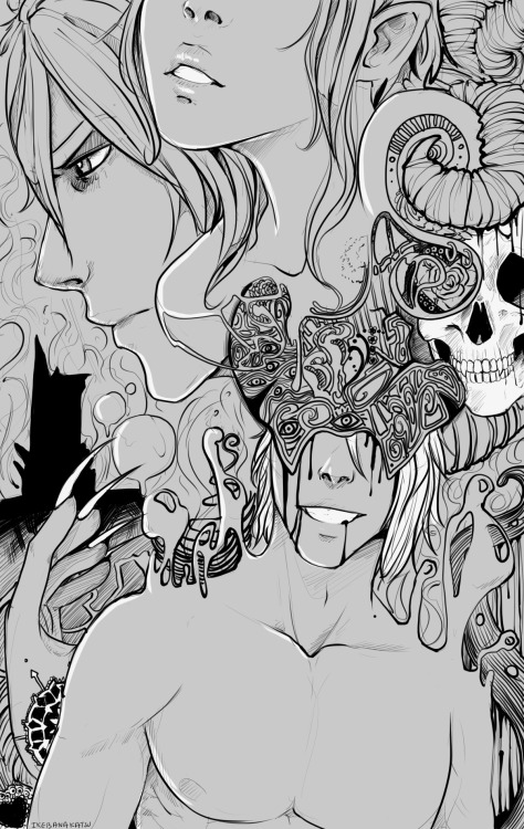 originalike:  Lucifer, Bambam and Jericho again ^^ A little bit abstract sketch I did a while ago <3 