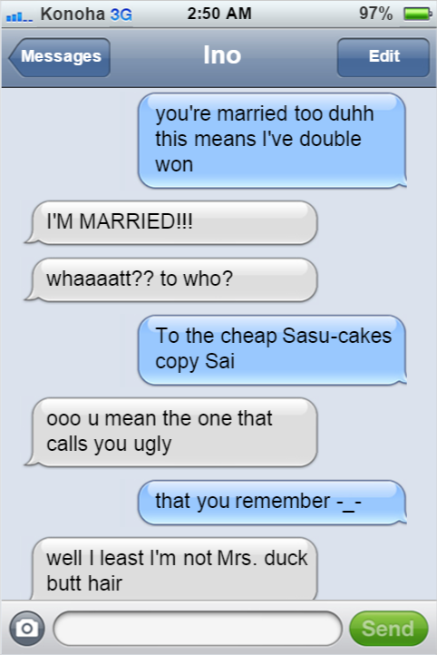 textingninjasofkonoha:  Congrats to Mr. and Mrs. Forehead girl.
