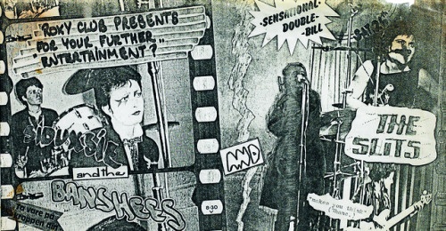 Flyer for a double bill featuring Siouxsie and the Banshees and The Slits at the Roxy, April 1977