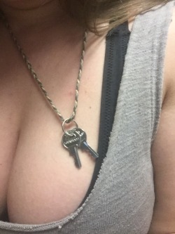 urtica-c:  mountainsubmission: Whenever we’re in the midst of a chastity lockup challenge I wear my keys proudly 24/7. Only one person has asked me what they are for and I’ve only caught eye contact with one person at the bank that knew what they