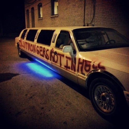This ones a funny story. Someone tagged the #stripclubs limo with “#slut mongers rot in hell&r