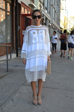wgsn:  We can’t get over this amazing #sportsluxe look spotted on day 1 at #nyfw #wgsnlive #streetstyle #whitehot 