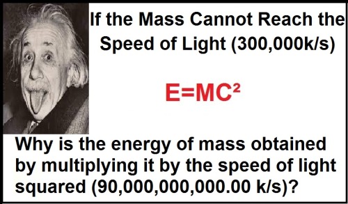 if the mass cannot reach the speed of light.Why is the energy of mass obtained by multiplying it by 