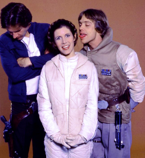 The cast goofing around / during production of Irvin Kershner’s The Empire Strikes Back (1980)
