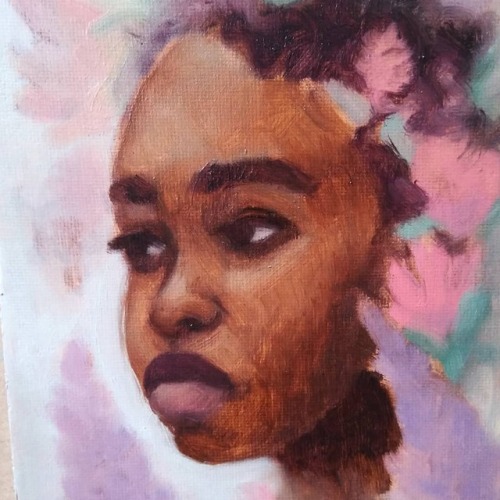 Flower Portrait (wip)•••#RSarts #artwork #artoftheday #oilpainting #blackwomenart #blackart #blackis