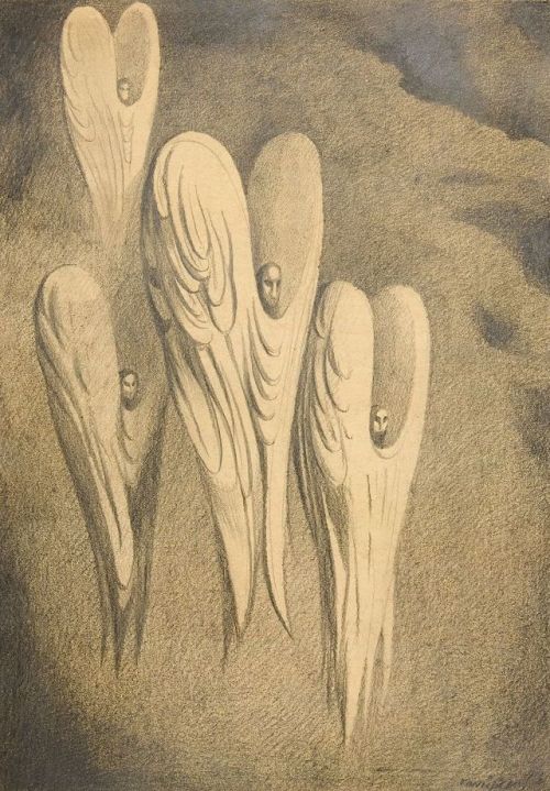 amare-habeo:Jan Konupek (Czech, 1883-1950)The soul in space, 1943Pencils on paper