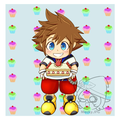 Sora strawberry cake(This draw was supose to post in his birthday but i forgot to finish the draw xD