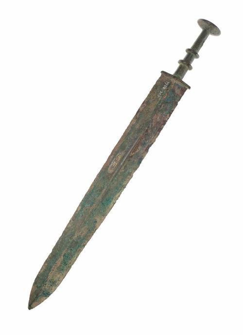 Chinese bronze sword, China, Shandong Province, early Western Zhou Dynasty, c. 1000 BC.from The Nati
