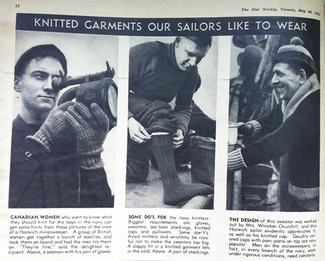 rejectedprincesses:
“ Knitting in wartime: something everyone can get into.
Much more info on the history of wartime knitting can be found here - it’s super fascinating! The Canadian Red Cross manual can be found right here.
”
Some Canadian examples...
