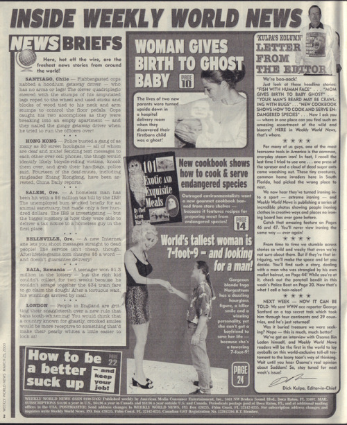 From Weekly World News March 25, 2003.