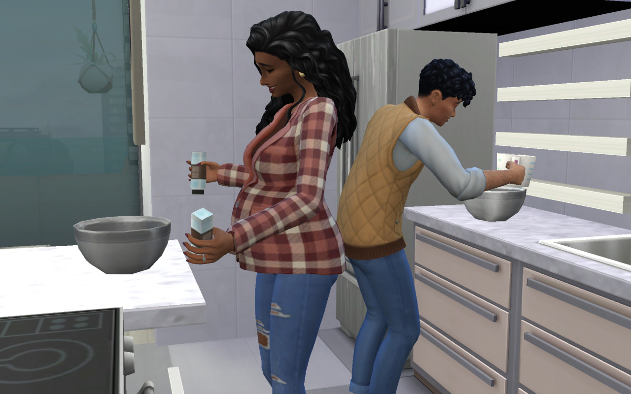 From the “The Okada Fam” Simstube channelPreparing for BABY NUMBER FIVEAdam Voiceover: Babe, whatcha doin’?Lia: I’m almost due with Baby E so I’ve been making large batches of meals to freeze that we can eat while I’m recovering and can’t cook as much.Adam sets the camera down and joins.Adam: How can I help?Lia: Aww you’re so sweet to ask! Can you add 2 cups of water to that bowl?Adam: Yeah, I got it. (joking) I bet you never imagined your husband would be a better chef than you.Lia playfully rolls her eyes.Lia: I wouldn’t go that far. Dad’s Diner is only open twice a week. Mama’s is open the other five days. Adam: Yeah, all jokes aside, your cooking is one of the reasons I married you. When you made that Pasta Primavera, remember, when we were still getting to know each other and you came to my parent’s house and made dinner for everyone? That was the night I was like, “Oh yeah, I could marry this girl.”Lia (looking at camera): You hear that ladies? The way to a man’s heart is through his stomach, so you better spend time in the kitchen before you get married.Adam Voiceover: Let’s check in on today’s homeschool lesson.Lia (speaking painfully slow in a breathy voice): Girls, our lesson today is on contentment. Like our flashcard says, C is for contentment. With a new baby coming, mommy is going to be focused on making sure the newest little one is taken care of, which means I might ask you to wait your turn if I’m busy with the baby. It can be easy to fall into the sin of discontentment when mommy can’t pay attention to you right away. To make sure that doesn’t happen, let us write the following scripture on the table of our hearts: Philippians 4:11-13, “Not that I speak in respect of want: for I have learned, in whatsoever state I am, therewith to be content. I know both how to be abased, and I know how to abound: every where and in all things I am instructed both to be full and to be hungry, both to abound and to suffer need. I can do all things through Christ which strengtheneth me.”This means that no matter what, you will be content with where you are and what’s happening. Even if mommy is not paying attention to you in that very moment, no matter how unfair it feels. “I can do all things through Christ which strengtheneth me” means that I can be content and wait for my turn by praying to Jesus to help me be patient. When you feel sinful attitudes or behavior wanting to come out, pray and ask Jesus to help you be a content and obedient. Lia: Babe, I’m starting to feel contractions.Adam: Time to head to the birthing center?Lia: Not yet, they’re still far apart. But we should call your mom and sisters to come over so that we can leave when we need to. Adam: Right. Okay guys, this is it for us. Next time we see you, we’ll have a new baby, praise God!Lia (in the background): Thank you, Jesus! #ts4 simblr#ts4 legacy#ts4 gameplay#ts4 story#ts4 fundie#ts4 storytelling #sims 4 fundie #fundie sims#quiverfull sims#gen 5#Clark Family#Rivera Family#varner family#okada family#Perkins family#asenath okada#bethlehem okada#corinth okada#dorcas okada