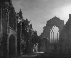 spectral-insomnia:  Louis Daguerre -   The Ruins of Holyrood Chapel - 1824. 