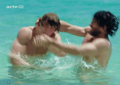 alekzmx:  actors Niels Schneider  &amp; Alessio Boni playing naked on the beach